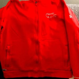 XL, NOVAKDJOKOVIC (not a clue what that means) Lacoste hoodie